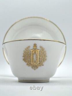 Sevres Cup and Saucer Decorated with a Crest of the French Republic in Gilt 1906