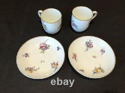 Sevres Cup and Saucer Pair Floral Gold Flowers 18th Century Porcelain Antique