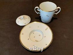 Sevres Porcelain Trembleuse 3 Piece Cup Saucer and Lid Gold France Stunning