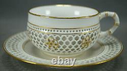 Sevres Reticulated Double Walled White & Gold Cup & Saucer Circa 1878-1882