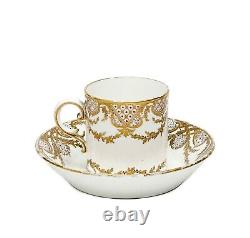 Sevres White & Gilt Porcelain Cup and Saucer 1756-7 Signed VC Vincent I