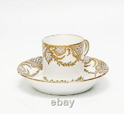 Sevres White & Gilt Porcelain Cup and Saucer 1756-7 Signed VC Vincent I