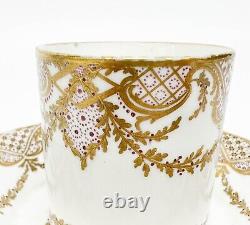 Sevres White & Gilt Porcelain Cup and Saucer 1756-7 Signed VC Vincent I