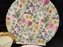 Shelley Countryside Chintz Oleander Cup, Saucer And 6 Plate #13700 Gold Trim