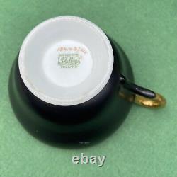 Shelley Cup /Saucer Set. Matte Black, Country Lake Scene, Gold Trim England 1950