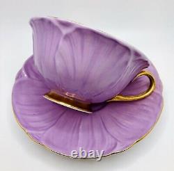 Shelley England Lavender Gold Oleander Stocks Floral Tea Cup & Saucer Set