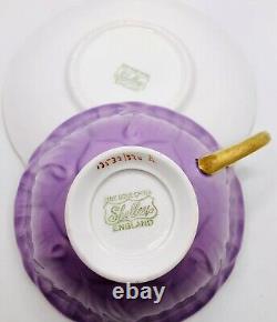 Shelley England Lavender Gold Oleander Stocks Floral Tea Cup & Saucer Set