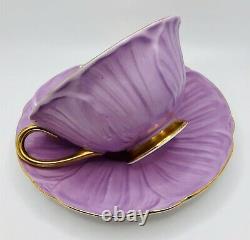 Shelley England Lavender Gold Oleander Stocks Floral Tea Cup & Saucer Set