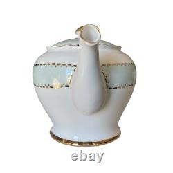 Shelley England Regency Tea Set Teapot Green Gold Cups Saucers Plates Vtg 13 Pc