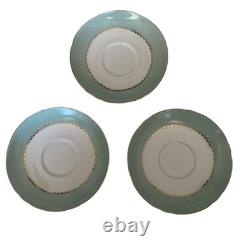 Shelley England Regency Tea Set Teapot Green Gold Cups Saucers Plates Vtg 13 Pc