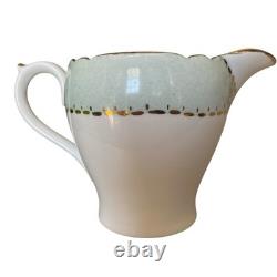 Shelley England Regency Tea Set Teapot Green Gold Cups Saucers Plates Vtg 13 Pc