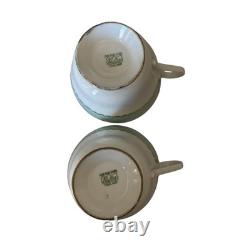 Shelley England Regency Tea Set Teapot Green Gold Cups Saucers Plates Vtg 13 Pc