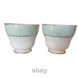 Shelley England Regency Tea Set Teapot Green Gold Cups Saucers Plates Vtg 13 Pc