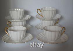 Shelley England White Gold Ludlow Trim Coffee Cups With Saucers Set Of 6