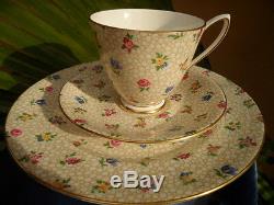 Shelley Floral Chintz Carlisle Footed Cup, Saucer & Plate Gold Trim