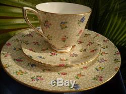 Shelley Floral Chintz Carlisle Footed Cup, Saucer & Plate Gold Trim