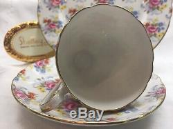 Shelley Georigan Chintz Ripon Shape Footed Cup, Saucer & Plate 14273 Gold Trim