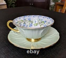 Shelley Harebell Pattern Oleander Mint Green & Gold Tea Cup & Saucer SetVintage