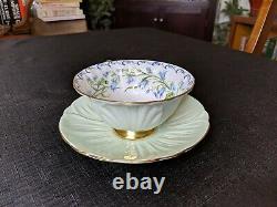 Shelley Harebell Pattern Oleander Mint Green & Gold Tea Cup & Saucer SetVintage