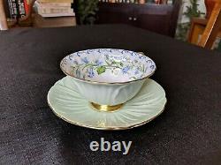 Shelley Harebell Pattern Oleander Mint Green & Gold Tea Cup & Saucer SetVintage