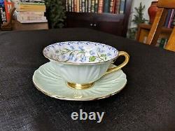 Shelley Harebell Pattern Oleander Mint Green & Gold Tea Cup & Saucer SetVintage