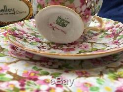 Shelley MAYTIME CHINTZ HENLEY CUP, SAUCER & PLATE GOLD TRIM #13452