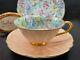 Shelley Melody Chintz Footed Oleander Cup, Saucer And 7 Plate # 13412