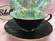 Shelley Melody Chintz Footed Oleander Cup, Saucer And 8 Plate Gold Trim