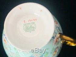 Shelley Marguerite Chintz Footed Cup & Saucer #13694 Gold Trim Ds36