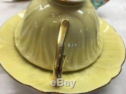 Shelley Marguerite Chintz Footed Oleander Cup, Saucer & Plate #13693 Gold Trim