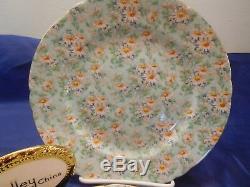 Shelley Marguerite Chintz Footed Ripon Cup, Saucer & Plate #13694 Gold Trim