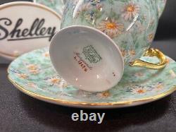 Shelley Marguerite Chintz Ripon Shape Cup, Saucer And Plate #13694 Gold Trim