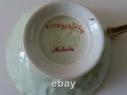 Shelley Melody Green Paisley Oleander Shape Cup & Saucer Mint