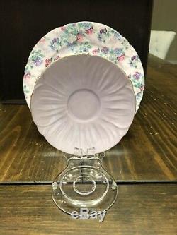 Shelley Oleander Lavender Summer Glory Chintz Cup Saucer & 8 Plate Gold Trim