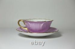 Shelley Oleander Mauve / Lavender Tea Cup & Saucer with Gold Handle