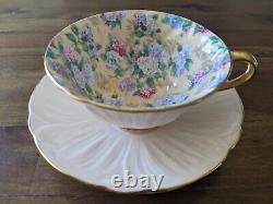 Shelley Oleander Summer Glory Chintz Peach Hydrangea Teacup Tea cup Saucer Gold