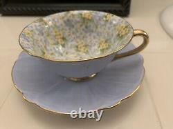 Shelley Primrose Chintz Light Blue Oleander Teacup Tea Cup Saucer Gold