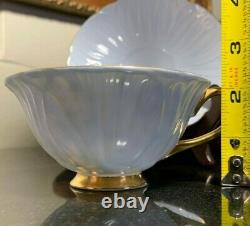 Shelley Primrose Chintz Oleander Shape Cup & Saucer Light Blue Gold Trim 13588