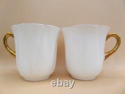 Shelley Regency Fine Bone China Coffee Cups and Saucers Set of 6 White Gold Trim