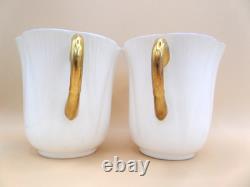 Shelley Regency Fine Bone China Coffee Cups and Saucers Set of 6 White Gold Trim