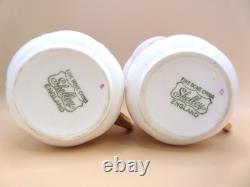 Shelley Regency Fine Bone China Coffee Cups and Saucers Set of 6 White Gold Trim