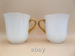 Shelley Regency Fine Bone China Coffee Cups and Saucers Set of 6 White Gold Trim