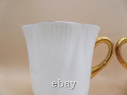 Shelley Regency Fine Bone China Coffee Cups and Saucers Set of 6 White Gold Trim