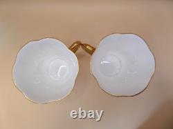 Shelley Regency Fine Bone China Coffee Cups and Saucers Set of 6 White Gold Trim