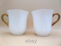 Shelley Regency Fine Bone China Coffee Cups and Saucers Set of 6 White Gold Trim