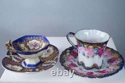 Shofu China/Nippon Japanese Cups and Saucers Hand Painted Heavy Raised Gold, Jew