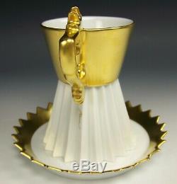 Signed Rosenthal Gold/white Star Shaped Coffee Cup Saucer Otto Piene