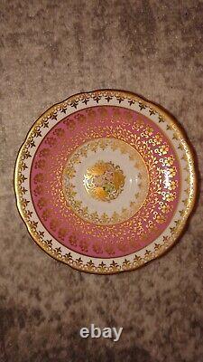 Six Beautiful Vintage Royal Stafford England Pink & Gold Tea Cups & Saucers