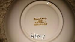 Six Beautiful Vintage Royal Stafford England Pink & Gold Tea Cups & Saucers