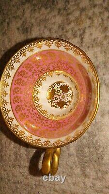 Six Beautiful Vintage Royal Stafford England Pink & Gold Tea Cups & Saucers